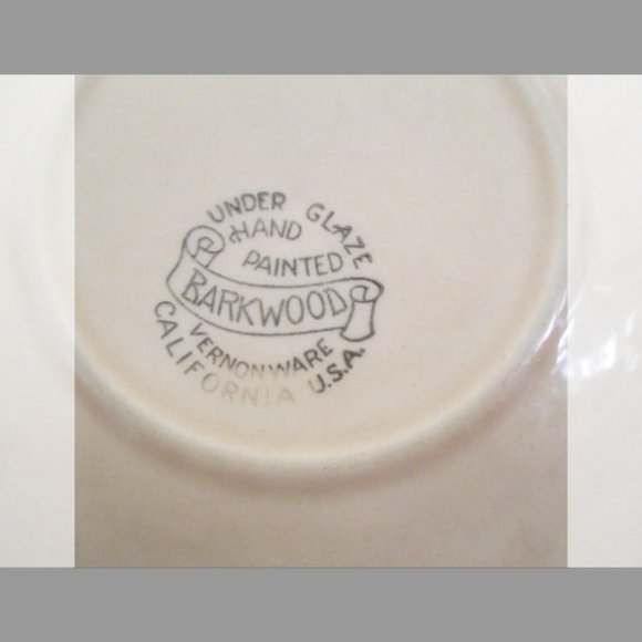 Vintage Barkwood Vernonware Saucer 1950’s 6" California USA Pottery - Picture 3 of 4